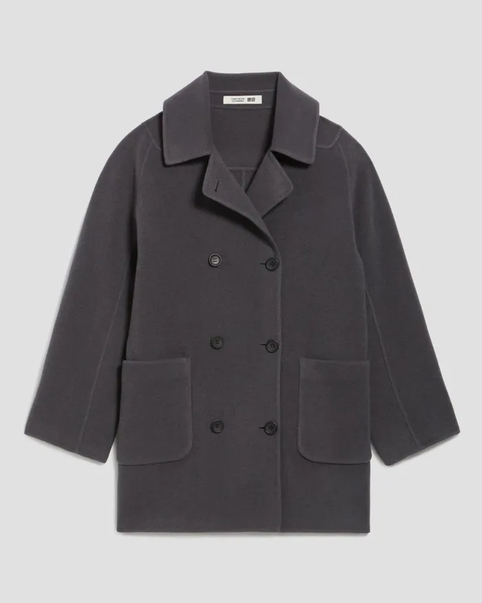 Women MidLength Double Face Coat Gray Comptoir Des Cotonniers Coats and Jackets