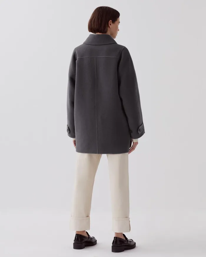 Women MidLength Double Face Coat Gray Comptoir Des Cotonniers Coats and Jackets