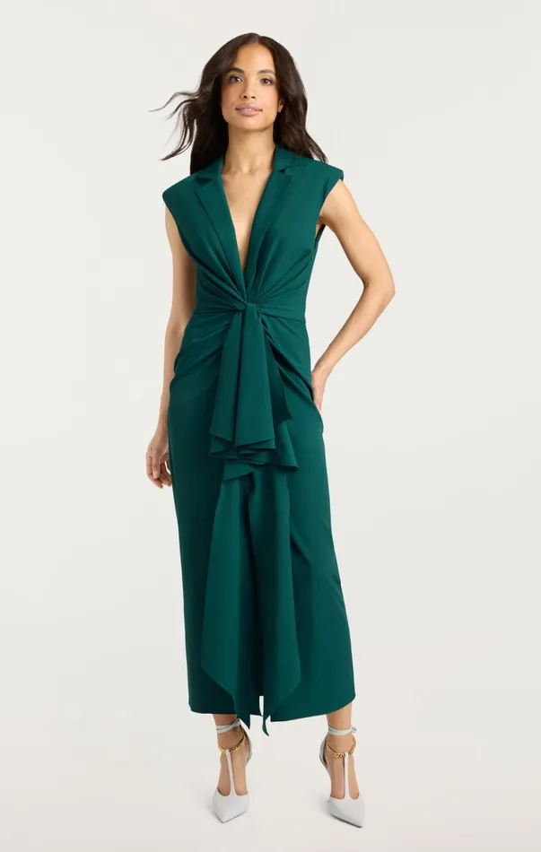 Women Midi Cinq Sept Padma Dress Green Onyx