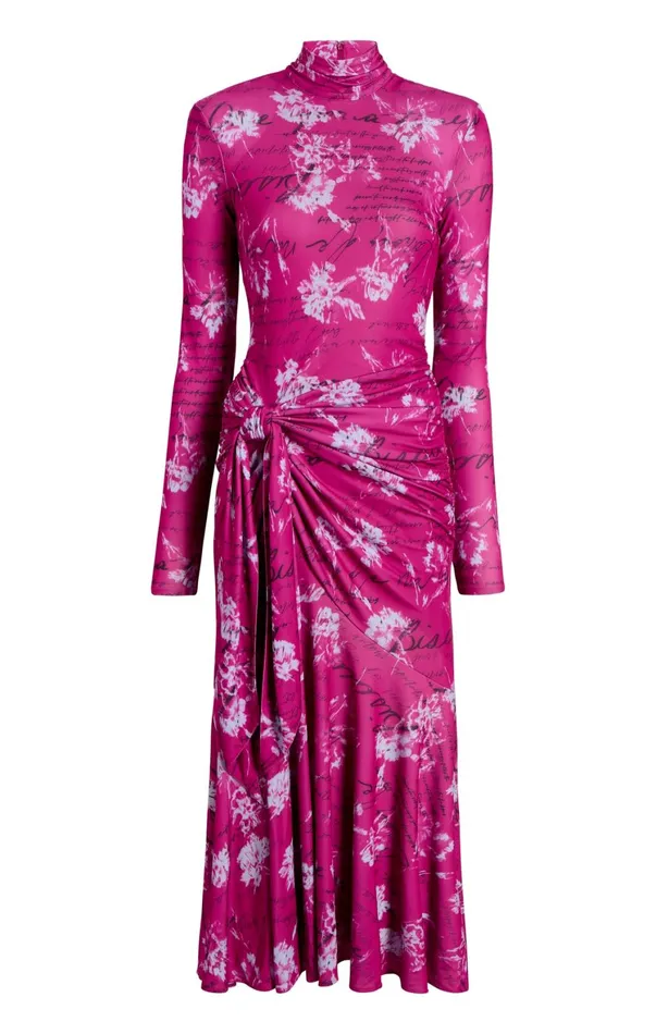 Women Midi Cinq Sept Warm Carnation Johnson Dress Plum Radish Multi