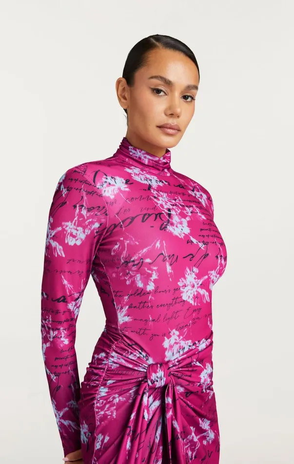 Women Midi Cinq Sept Warm Carnation Johnson Dress Plum Radish Multi