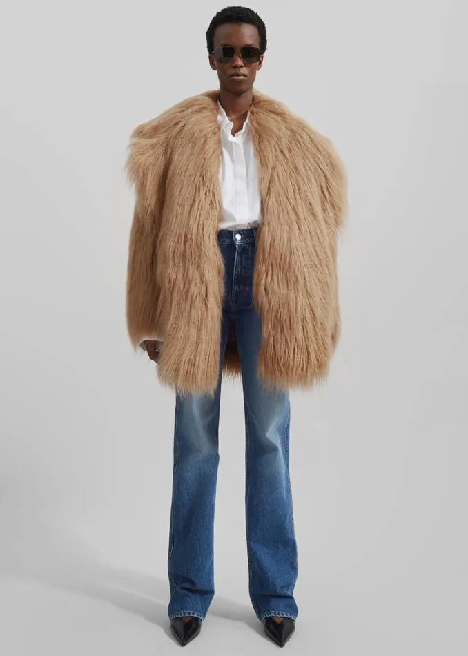 Women Miley Faux Fur Jacket 8211 Camel The Frankie Shop Outerwear