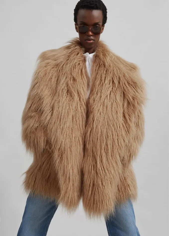 Women Miley Faux Fur Jacket 8211 Camel The Frankie Shop Outerwear