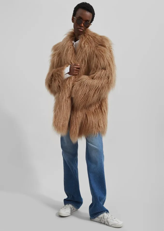Women Miley Faux Fur Jacket 8211 Camel The Frankie Shop Outerwear