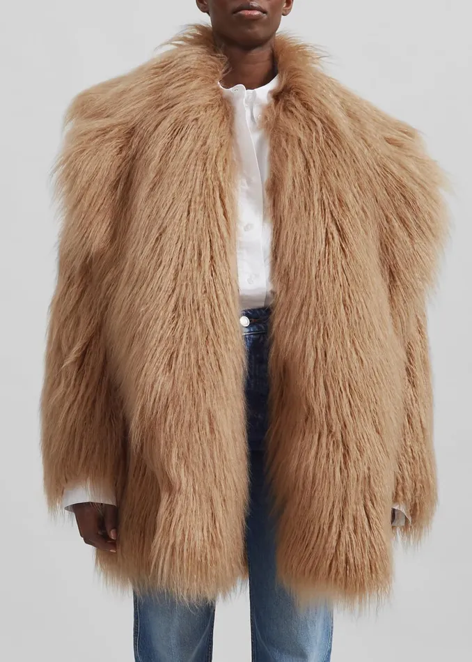 Women Miley Faux Fur Jacket 8211 Camel The Frankie Shop Outerwear