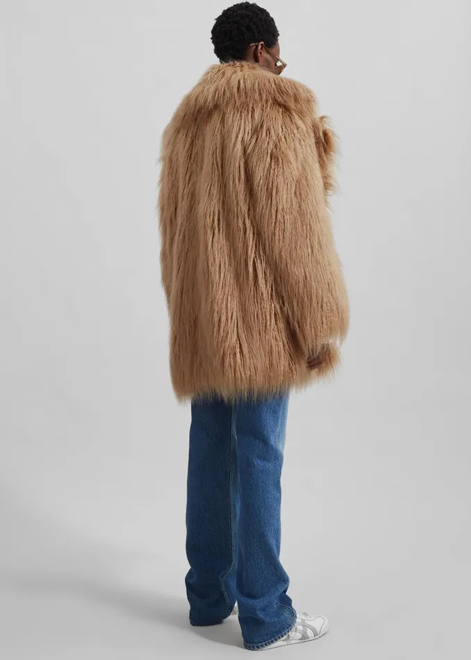 Women Miley Faux Fur Jacket 8211 Camel The Frankie Shop Outerwear