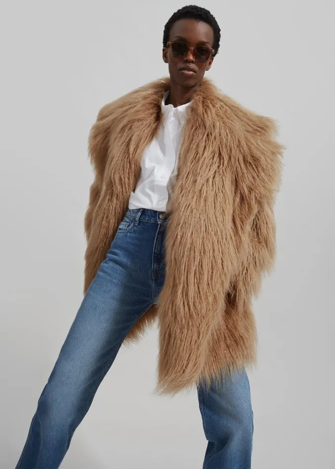 Women Miley Faux Fur Jacket 8211 Camel The Frankie Shop Outerwear