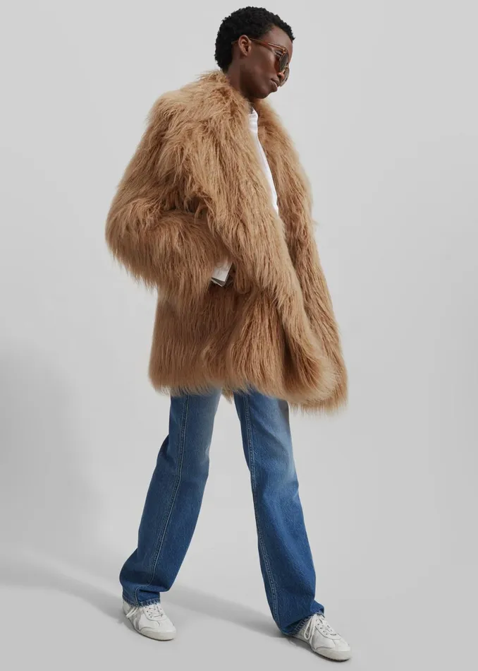 Women Miley Faux Fur Jacket 8211 Camel The Frankie Shop Outerwear