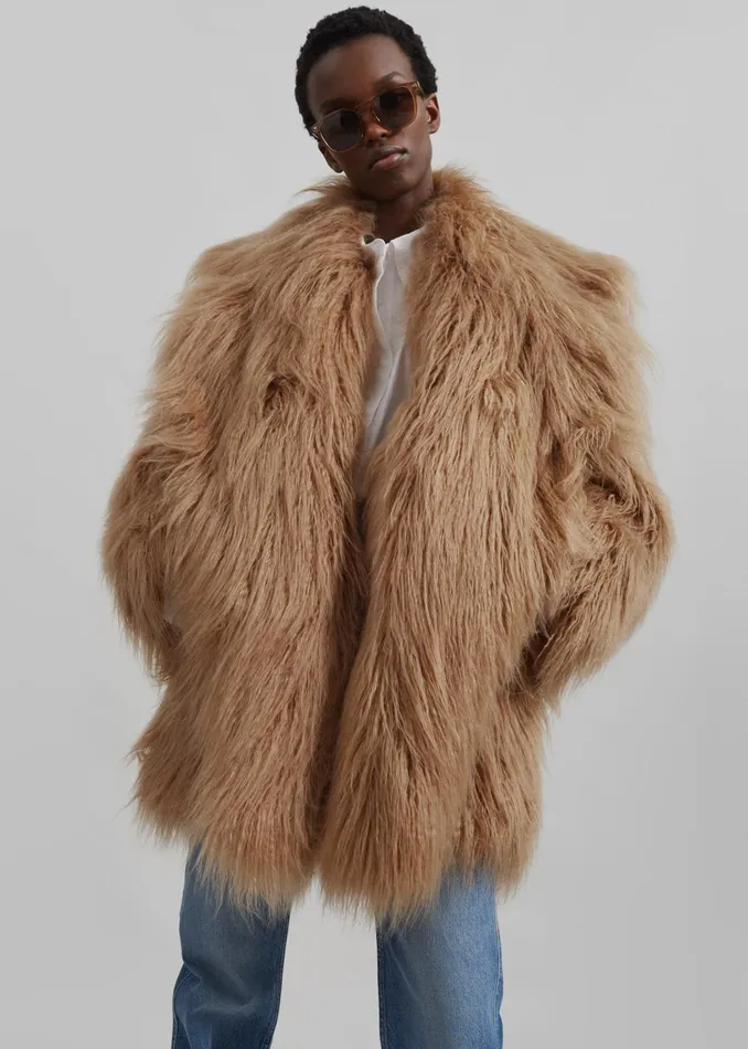 Women Miley Faux Fur Jacket 8211 Camel The Frankie Shop Outerwear