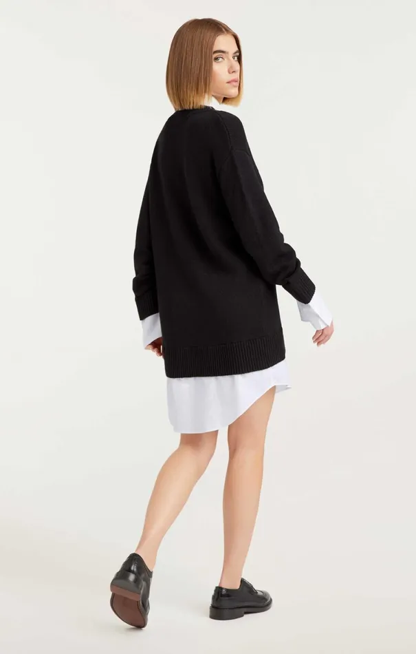 Women Mini Cinq Sept Collar Santina Dress Blackwhite