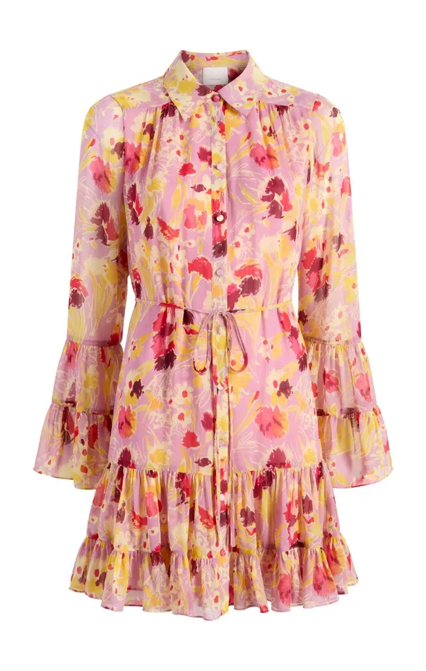 Women Mini Cinq Sept Tossed Floral Lyra Dress Mauve Orchid Multi