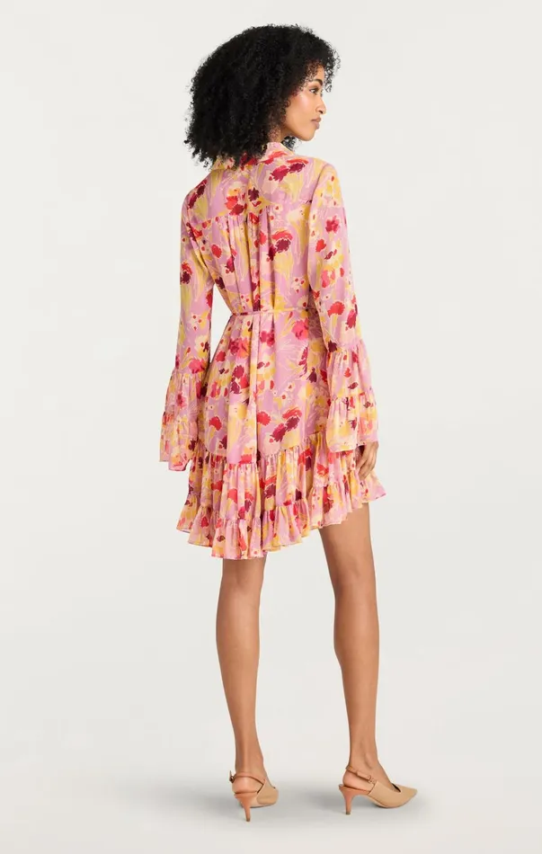 Women Mini Cinq Sept Tossed Floral Lyra Dress Mauve Orchid Multi