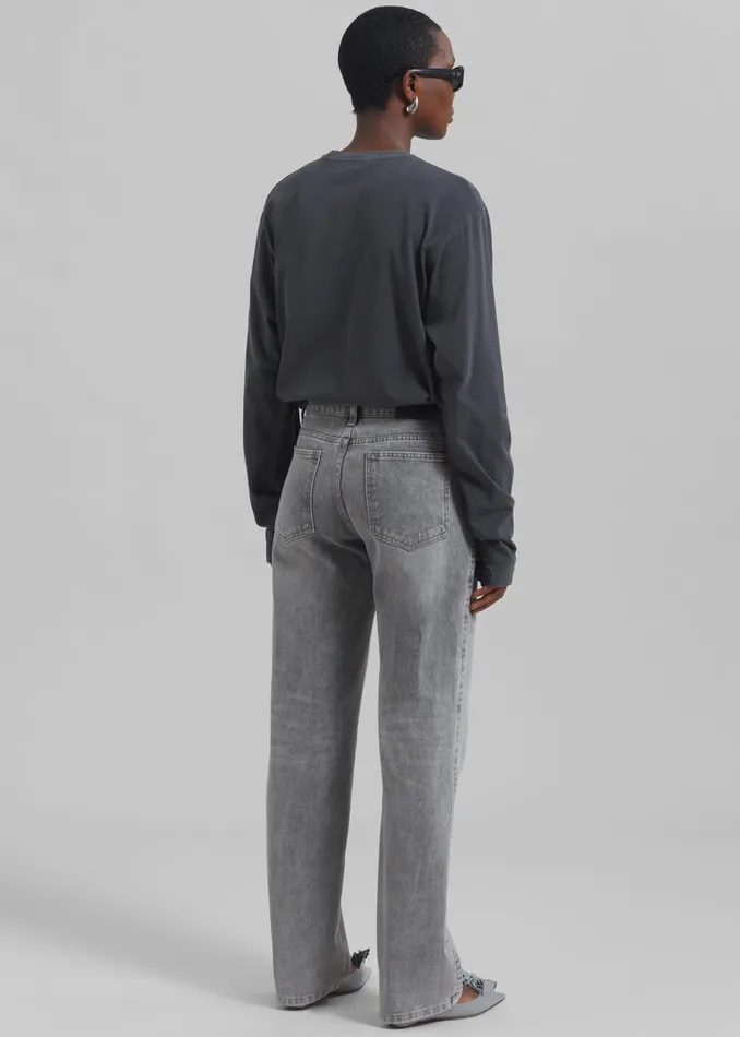 Women Montrose Straight Leg Jeans 8211 Grey Wash The Frankie Shop Bottoms