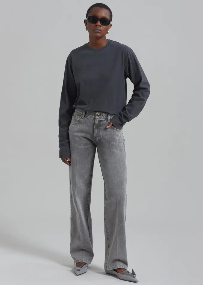 Women Montrose Straight Leg Jeans 8211 Grey Wash The Frankie Shop Bottoms