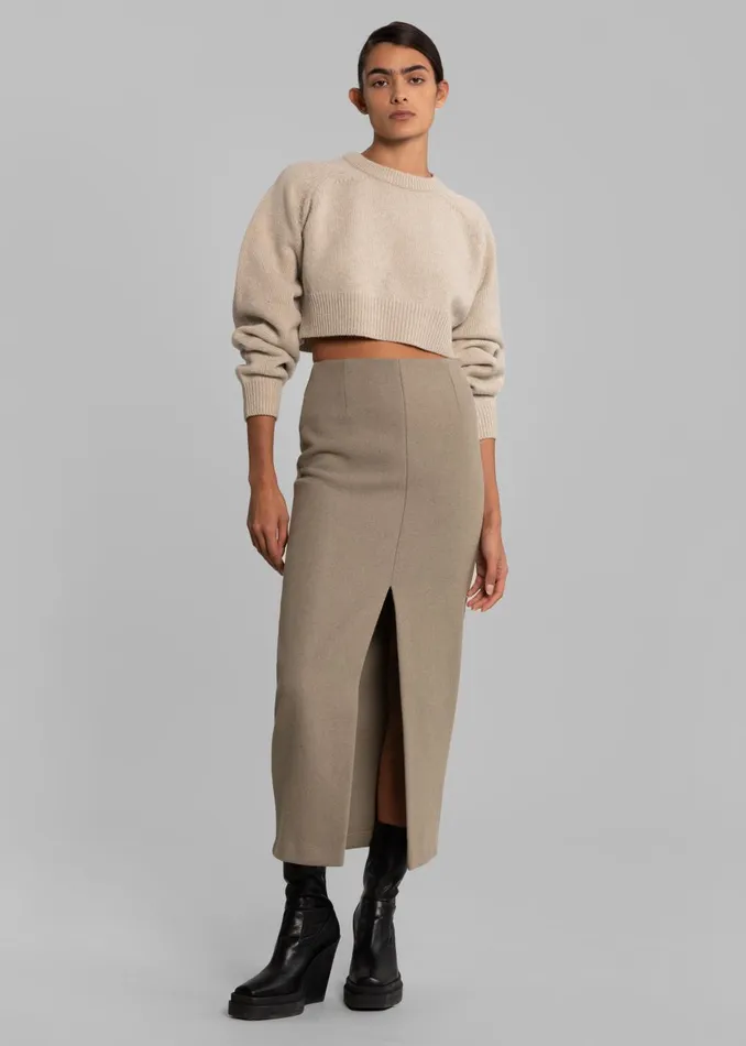 Women Neasi WoolBlend Pencil Skirt 8211 Taupe The Frankie Shop Bottoms