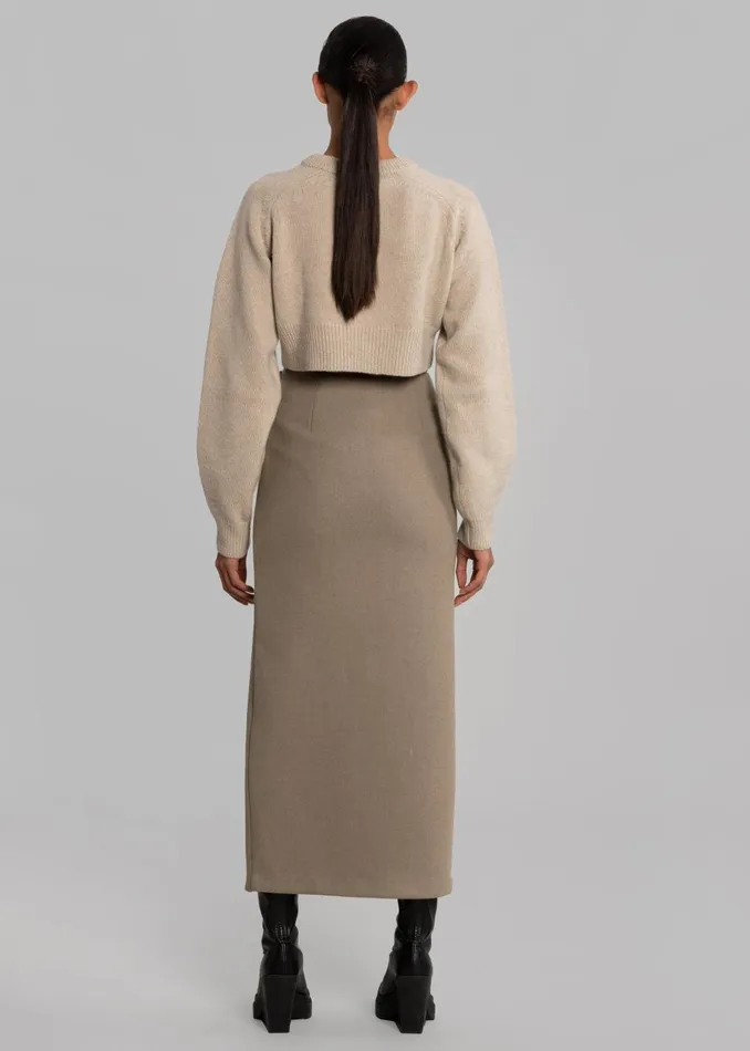 Women Neasi WoolBlend Pencil Skirt 8211 Taupe The Frankie Shop Bottoms