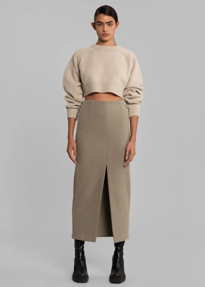 Women Neasi WoolBlend Pencil Skirt 8211 Taupe The Frankie Shop Bottoms