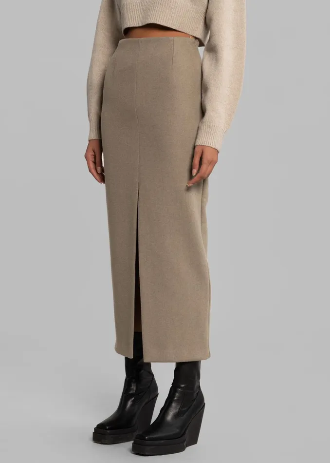 Women Neasi WoolBlend Pencil Skirt 8211 Taupe The Frankie Shop Bottoms