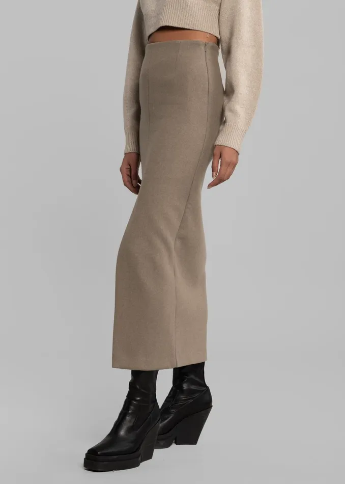 Women Neasi WoolBlend Pencil Skirt 8211 Taupe The Frankie Shop Bottoms