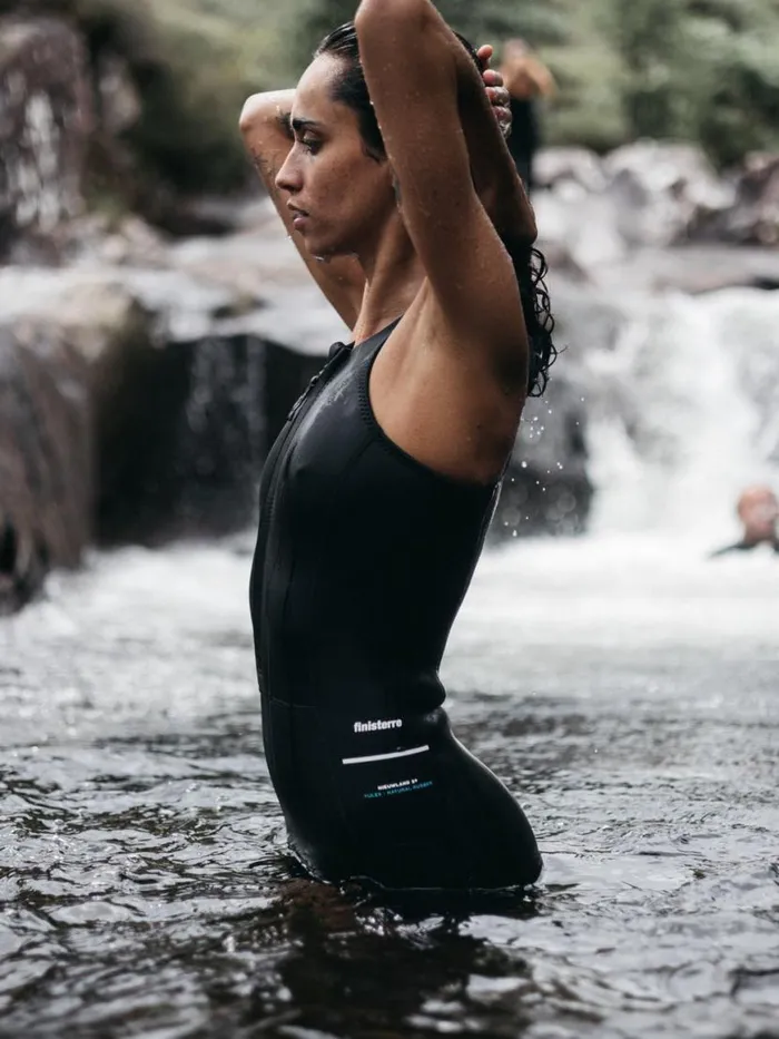 Women Nieuwland 2mm Yulex Sleeveless Shorty Wetsuit Black Finisterre Swimwear and Bikinis