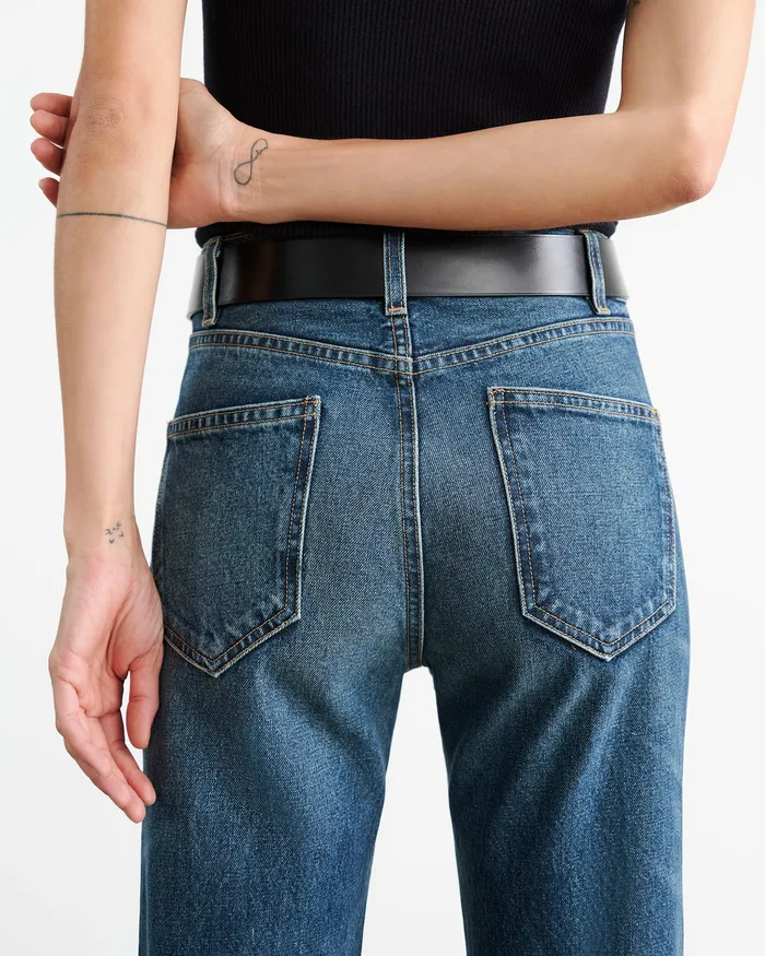 Women Nili Lotan JOAN LEATHER COMBO JEAN Simon Wash W Cognac Denim