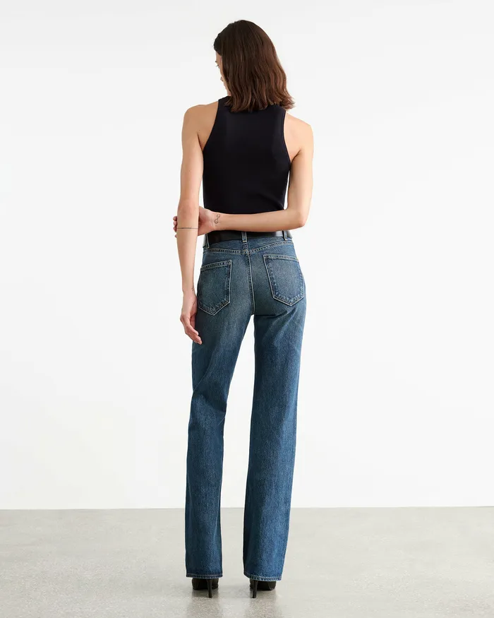 Women Nili Lotan JOAN LEATHER COMBO JEAN Simon Wash W Cognac Denim