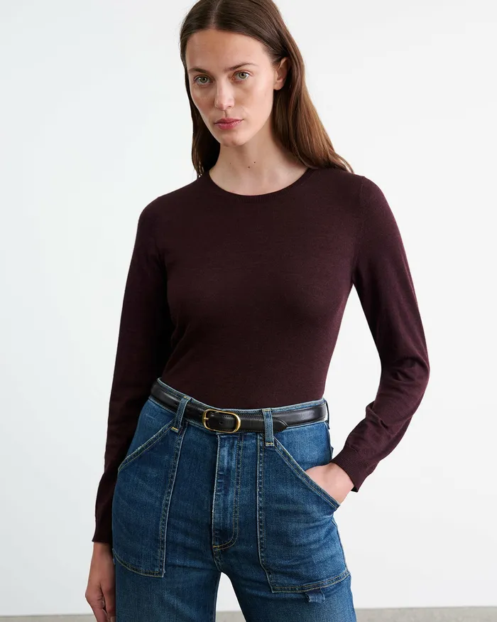 Women Nili Lotan ORIANA SWEATER Burgundy Knits and Sweaters
