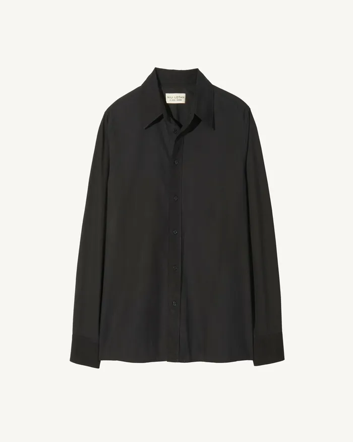 Women Nili Lotan RAPHAEL SHIRT Black Tops