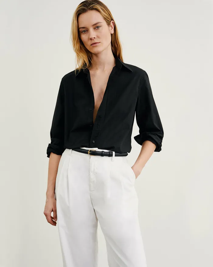 Women Nili Lotan RAPHAEL SHIRT Black Tops