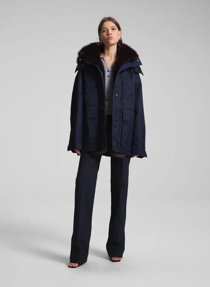 Women Nolan Faux Fur Trim Coat Navyromeo ALC Jackets and Coats