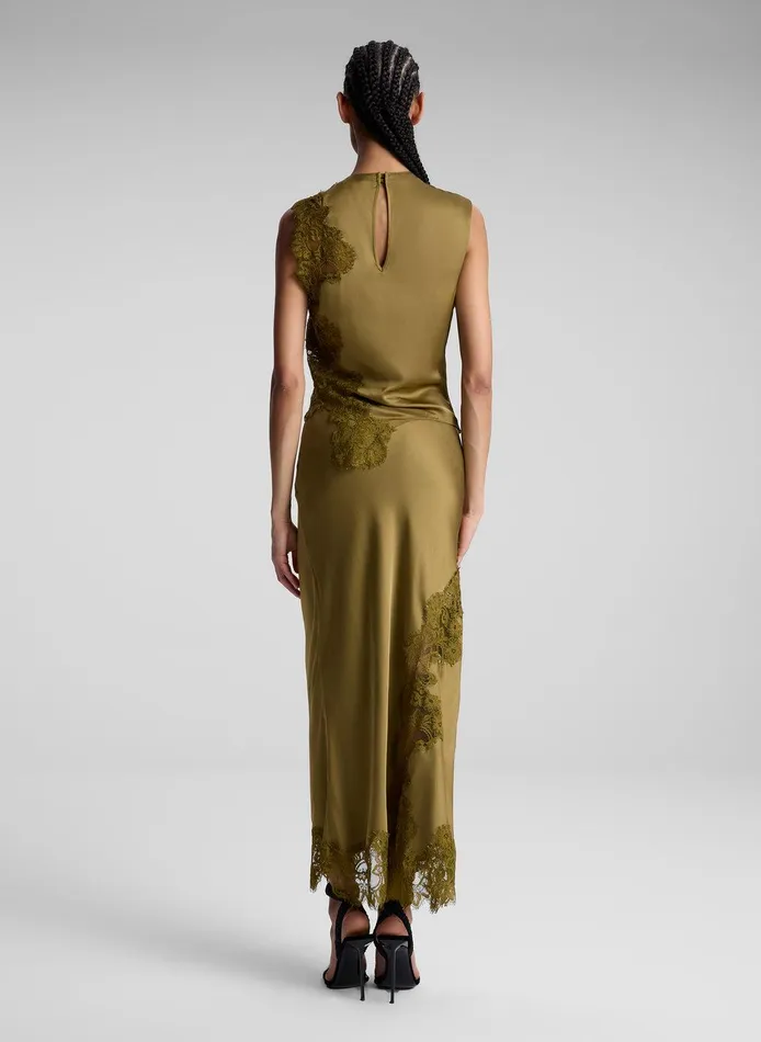 Women Olivia Satin And Lace Midi Skirt Pyrite ALC Bottoms