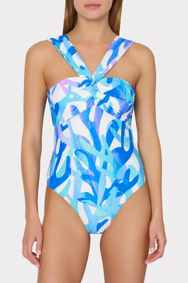 Women One Piece Swimsuits Milly Betsy Italian Under The Sea Bandeau One Piece Blue Multi Women One Piece Swimsuits Milly Betsy Italian Under The Sea Bandeau One Piece Blue Multi