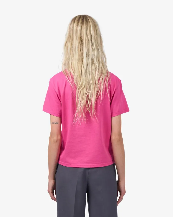 Women Organic Boxy Crop Tee Bubblegum Pink Colorful Standard TShirts