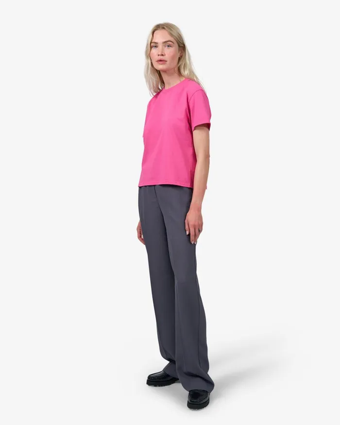 Women Organic Boxy Crop Tee Bubblegum Pink Colorful Standard TShirts