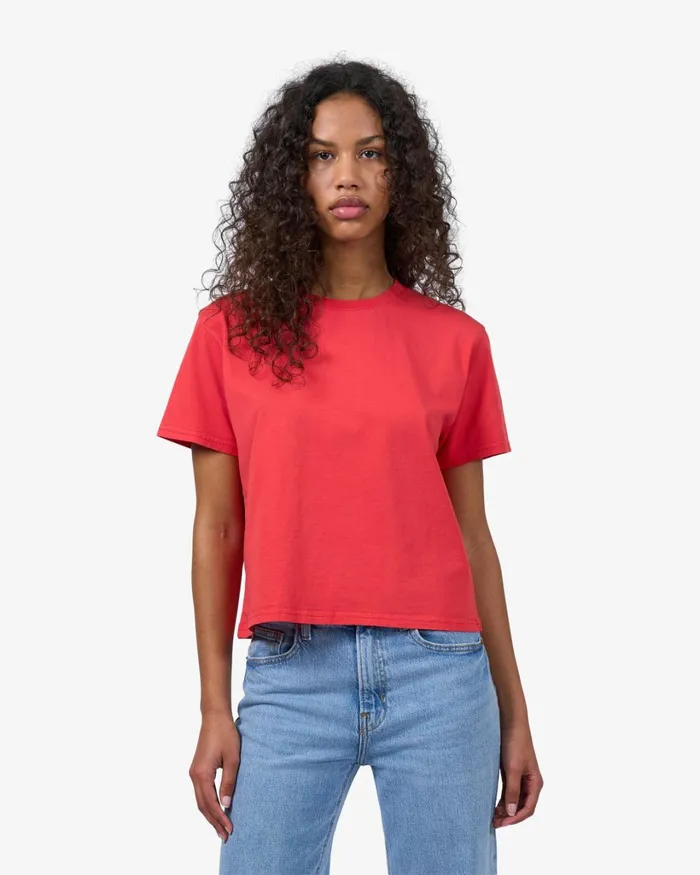 Women Organic Boxy Crop Tee Dusty Olive Colorful Standard TShirts