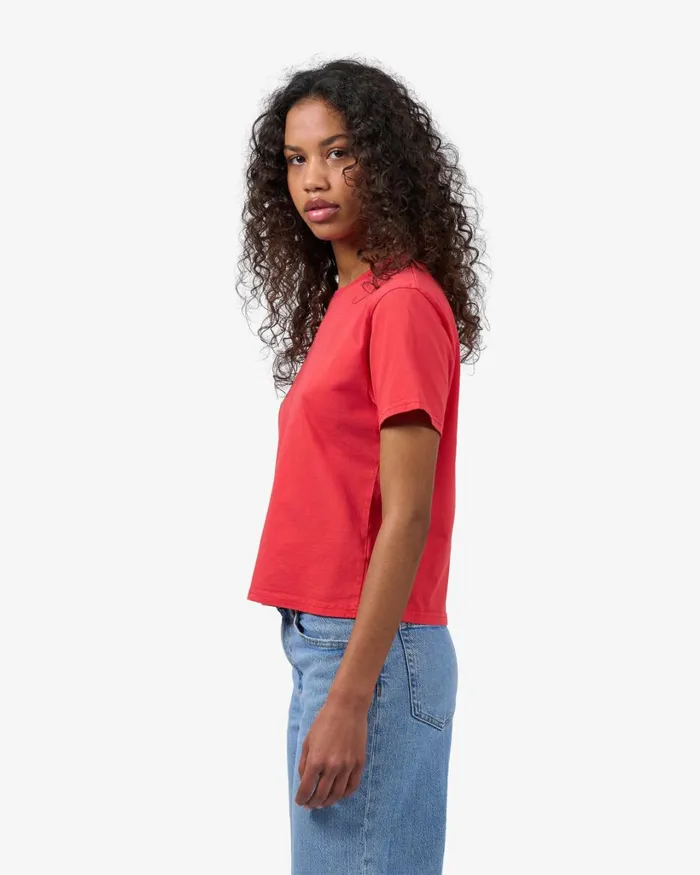 Women Organic Boxy Crop Tee Dusty Olive Colorful Standard TShirts