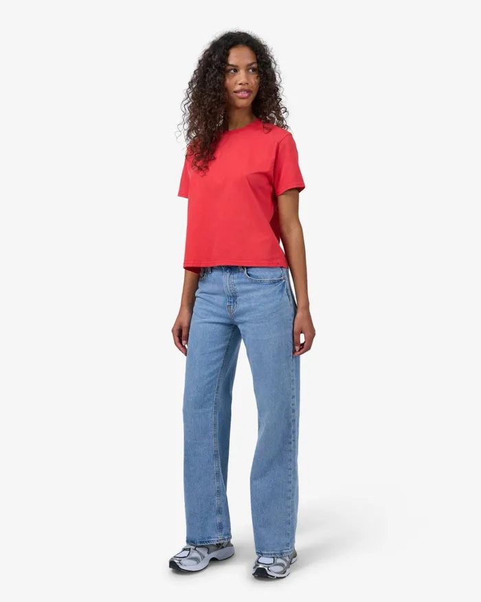 Women Organic Boxy Crop Tee Dusty Olive Colorful Standard TShirts