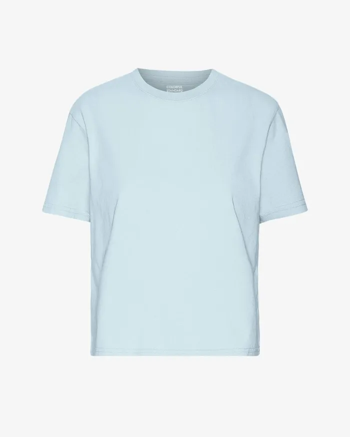 Women Organic Boxy Crop Tee Polar Blue Colorful Standard TShirts