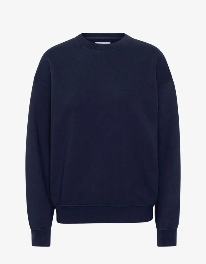 Women Organic Oversized Crew Navy Blue Colorful Standard Crewneck Sweatshirts
