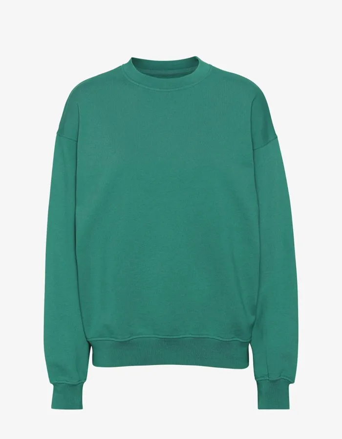 Women Organic Oversized Crew Pine Green Colorful Standard Crewneck Sweatshirts