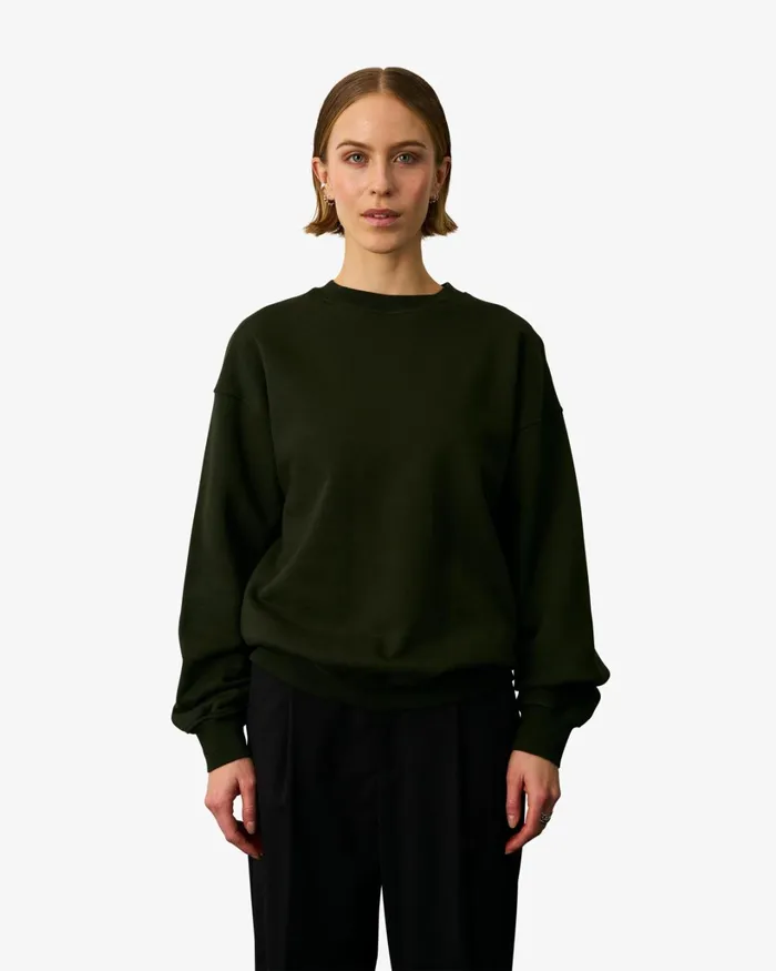 Women Organic Oversized Crew Pine Green Colorful Standard Crewneck Sweatshirts