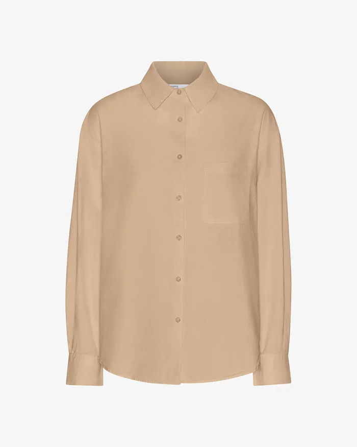 Women Organic Oversized Shirt 8211 Desert Khaki Shirts Colorfulstandard
