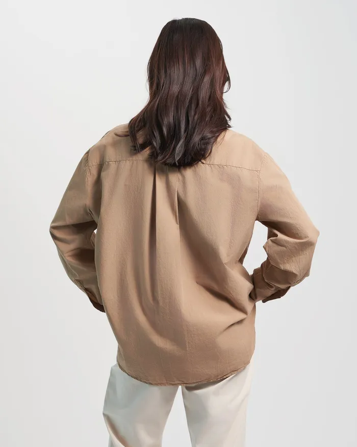 Women Organic Oversized Shirt 8211 Desert Khaki Shirts Colorfulstandard
