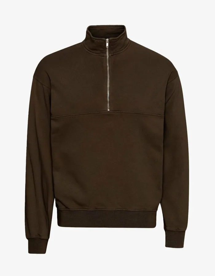 Women Organic Quarter Zip Coffee Brown Colorful Standard Quarter Zips