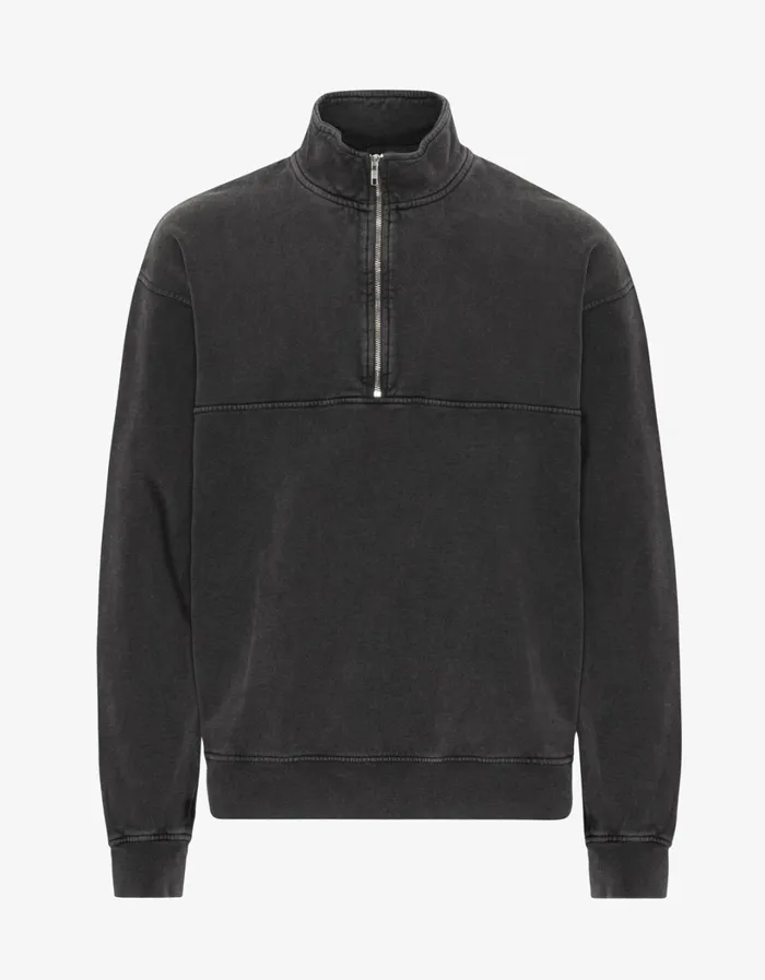 Women Organic Quarter Zip Faded Black Colorful Standard Quarter Zips