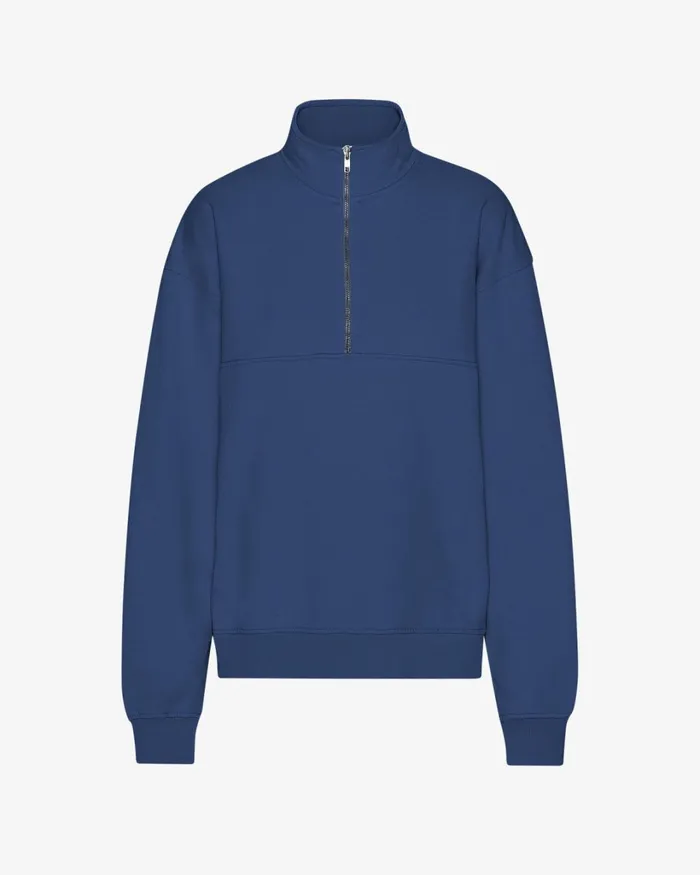 Women Organic Quarter Zip Marine Blue Colorful Standard Quarter Zips