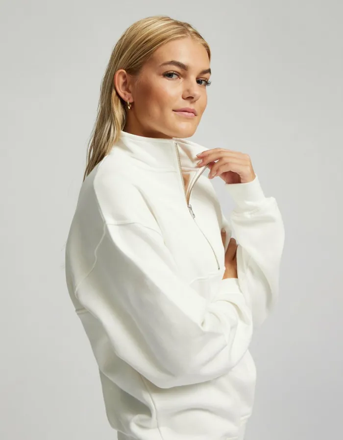 Women Organic Quarter Zip Optical White Colorful Standard Quarter Zips