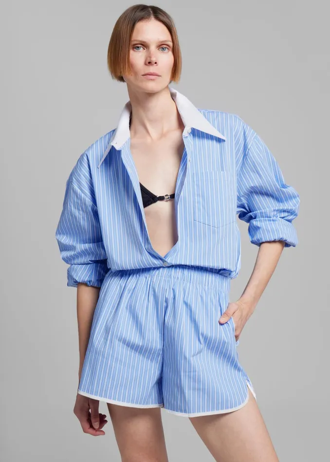 Women Orla Boxer Shorts 8211 BlueWhite Stripe The Frankie Shop Bottoms
