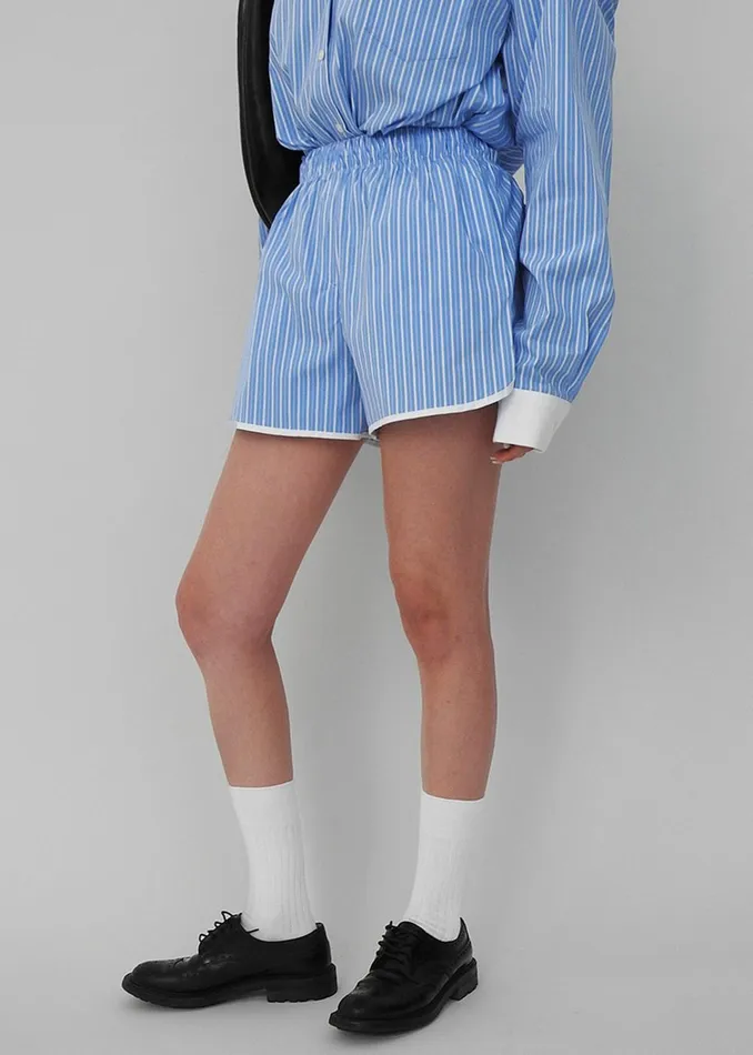 Women Orla Boxer Shorts 8211 BlueWhite Stripe The Frankie Shop Bottoms