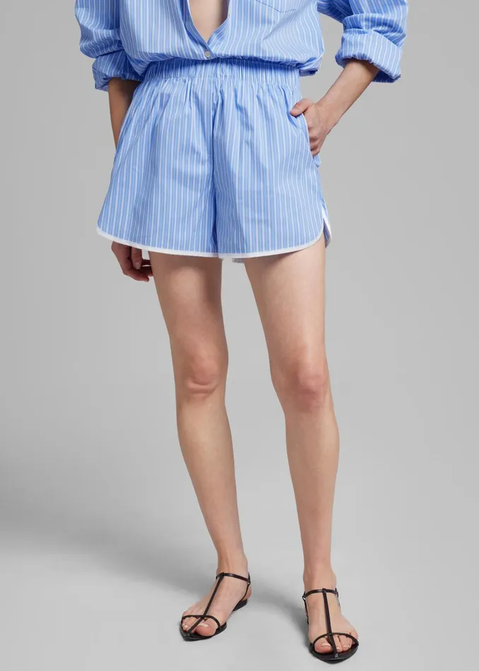 Women Orla Boxer Shorts 8211 BlueWhite Stripe The Frankie Shop Bottoms